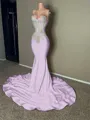 Exquisite Sheath Sweetheart Appliques Lace Court Train Jersey Dress